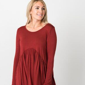 New with Tag Agnes & Dora Muse Top Long Sleeve Red Marsala Size Small